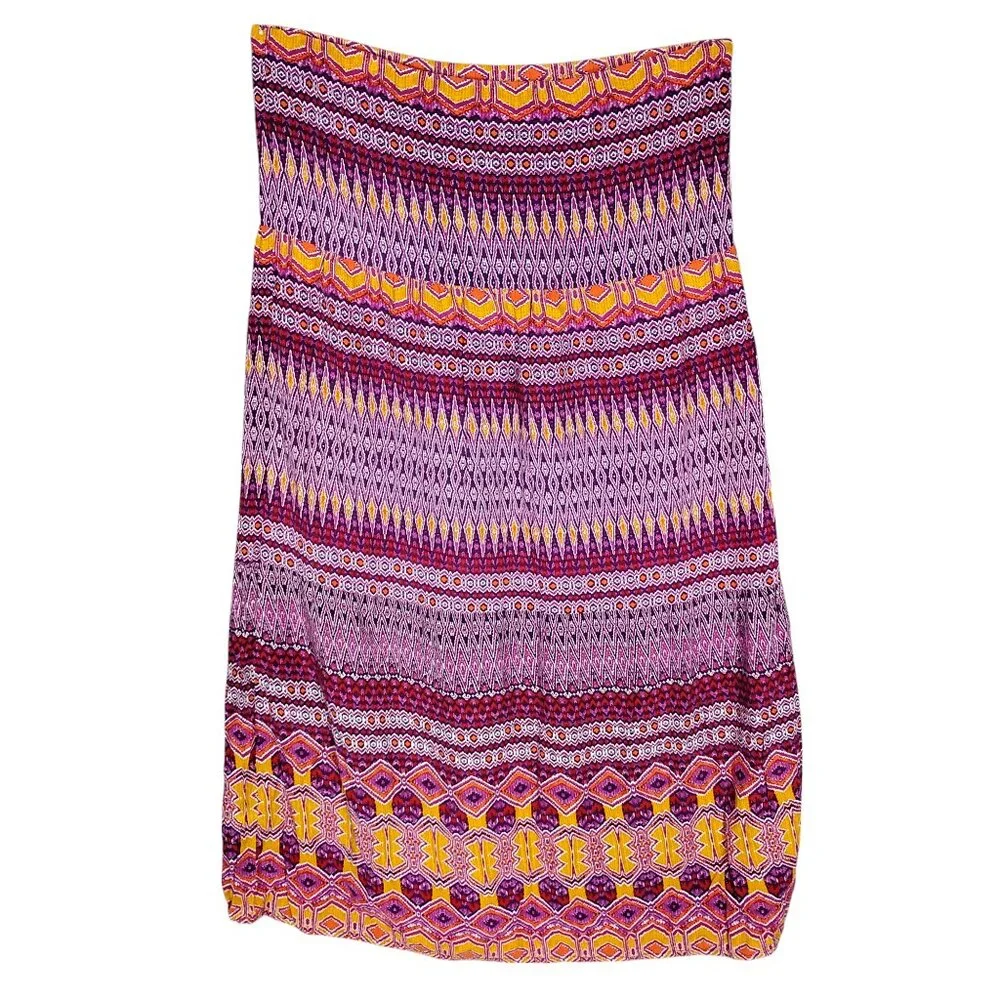 Mossimo Supply Co. Maxi Boho Skirt Size Small Pink and Orange Tones Aztec Print - Picture 7 of 10